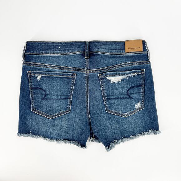 American Eagle Super Stretch Distressed Cut-Off Midi Shorts Size 8 NWT - Picture 2 of 6